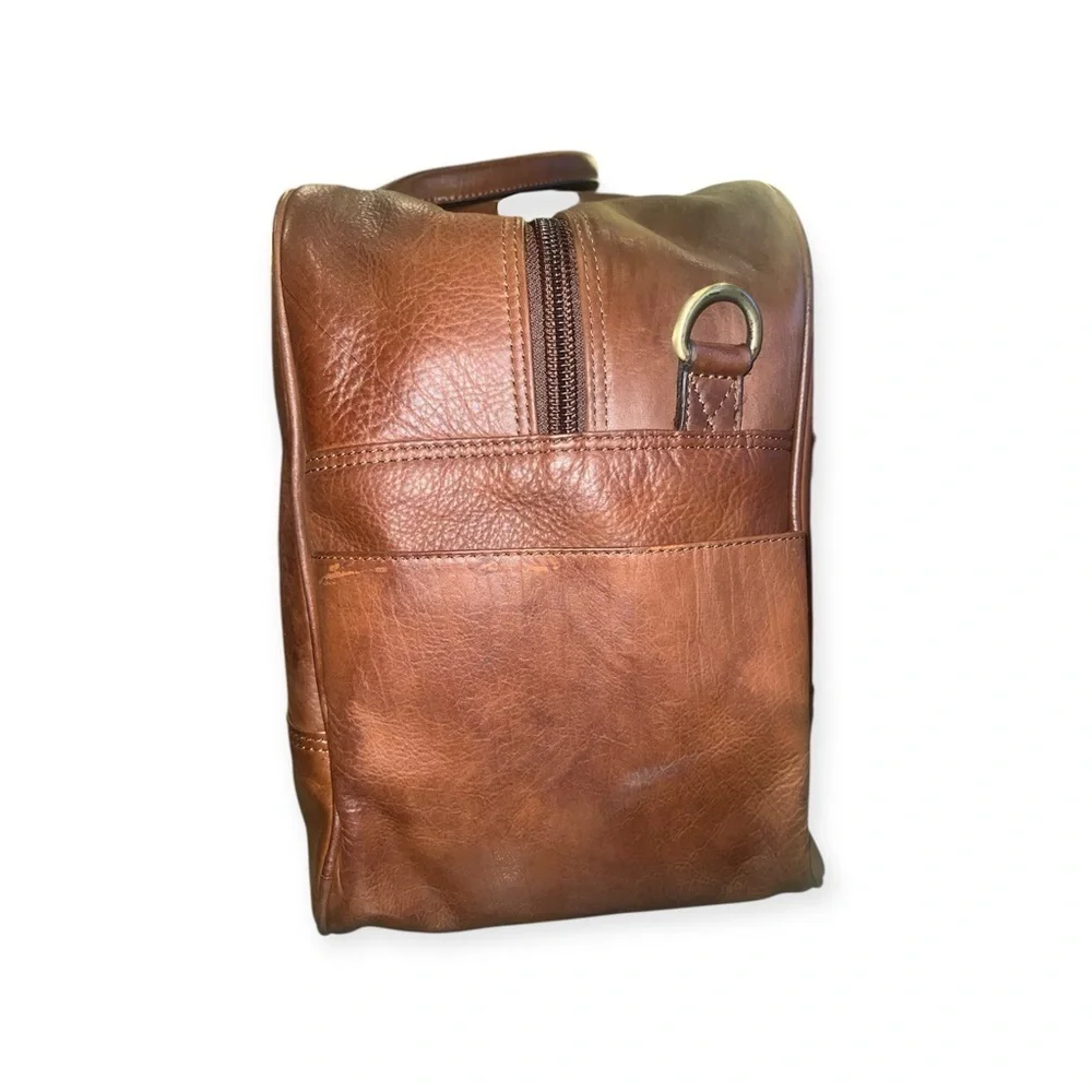 New England Patriots NFL Brown Leather Weekender Duffel Bag New With Tags